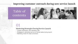 Improving Customer Outreach During New Service Launch Table Of Contents Ppt Show Vector