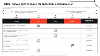 Improving Decision Making Tactical Survey Questionnaire For Successful Communication