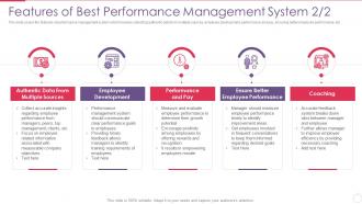 Improving Employee Performance Management System Features Of Best Performance