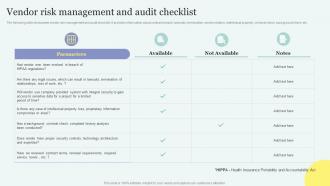 Improving Overall Supply Chain Through Effective Vendor Vendor Risk Management And Audit Checklist