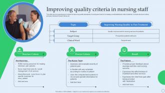 Improving Quality Criteria In Nursing Staff