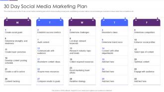 Improving Strategic Plan Of Internet Marketing 30 Day Social Media Marketing Plan