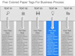 In five colored paper tags for business process powerpoint template