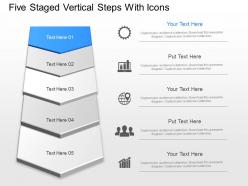 In five staged vertical steps with icons powerpoint template