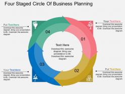 In four staged circle of business planning flat powerpoint design