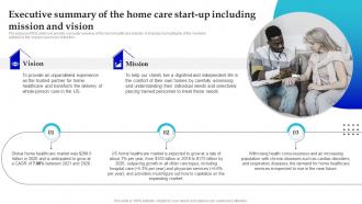 In Home Care Business Plan Executive Summary Of The Home Care Start Up Including Mission BP SS
