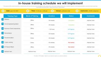 In House Training Schedule We Will Implement Building A Security Awareness Program