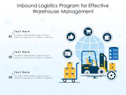 Inbound logistics program for effective warehouse management