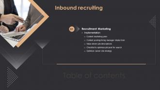 Inbound Recruiting Table Of Contents Ppt Slides Background Image
