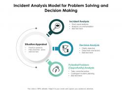 Incident analysis model for problem solving and decision making