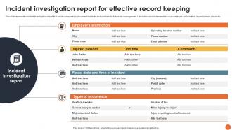Incident Investigation Report For Effective Record Keeping