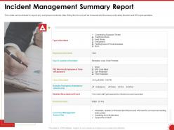 Incident management summary report incident ppt powerpoint presentation diagram