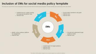 Inclusion Of 5Ws For Social Media Policy Template