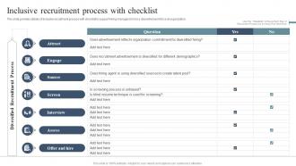 Inclusive Recruitment Process With Checklist Diversity Equity And Inclusion Enhancement