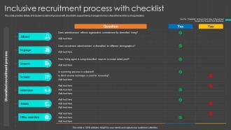 Inclusive Recruitment Process With Checklist Inclusion Program To Enrich Workplace