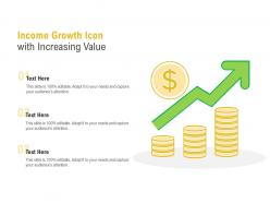 Income growth icon with increasing value