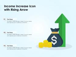 Income increase icon with rising arrow