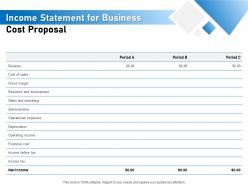 Income statement for business cost proposal ppt powerpoint presentation outline diagrams