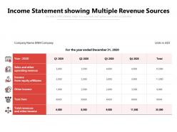 Income statement showing multiple revenue sources