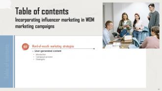Incorporating Influencer Marketing In WOM Marketing Campaigns Powerpoint Presentation Slides MKT CD V Researched Analytical