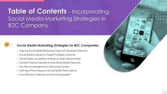 Incorporating Social Media Marketing Strategies In B2C Company Table Of Contents
