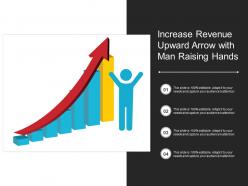 Increase revenue upward arrow with man raising hands
