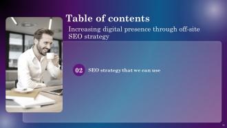Increasing Digital Presence Through Off Site SEO Strategy Powerpoint Presentation Slides Idea Attractive