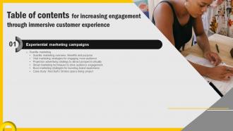 Increasing Engagement Through Immersive Customer Experience For Table Of Contents MKT SS V