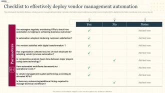 Increasing Supply Chain Value Checklist To Effectively Deploy Vendor Management Automation