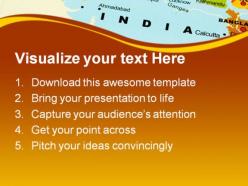 India on map globe powerpoint templates and powerpoint backgrounds 0811