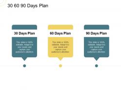 Indirect go to market strategy 30 60 90 days plan ppt summary grid