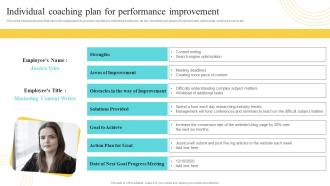 Individual Coaching Plan For Performance Improvement Developing And Implementing