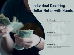 Individual counting dollar notes with hands