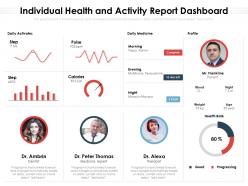 Individual health and activity report dashboard snapshot