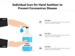 Individual icon for hand sanitizer to prevent coronavirus disease