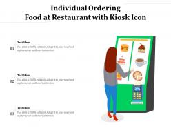 Individual ordering food at restaurant with kiosk icon