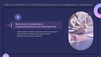 Individual Performance Management At Workplace Powerpoint Presentation Slides Idea Informative