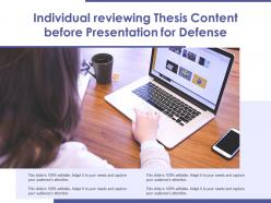 Individual reviewing thesis content before presentation for defense