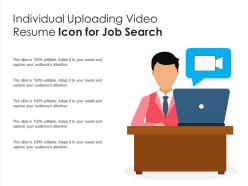 Individual uploading video resume icon for job search