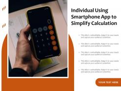 Individual using smartphone app to simplify calculation