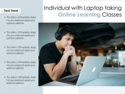 Individual with laptop taking online learning classes