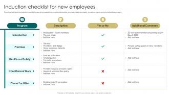 Induction Checklist For New Employees Induction Manual For New Employees