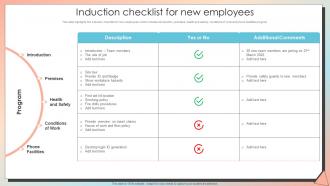 Induction Checklist For New Employees New Employee Induction Programme