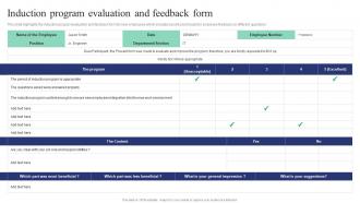 Induction Program Evaluation And Feedback Form Corporate Induction Program For New Staff
