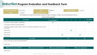 Induction Program Evaluation And Feedback Form Induction Program For New Employees