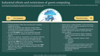 Industrial Efforts And Restrictions Of Green Computing Carbon Free Computing