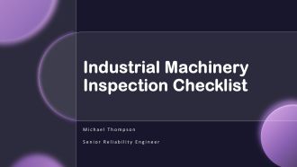 Industrial Machinery Inspection Checklist PPT Structure VA