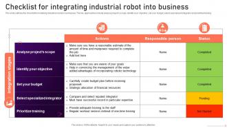 Industrial Robots Checklist For Integrating Industrial Robot Into Business