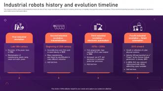 Industrial Robots History And Evolution Timeline Ppt Powerpoint Presentation File Images