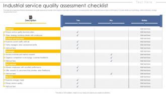 Industrial Service Quality Assessment Checklist